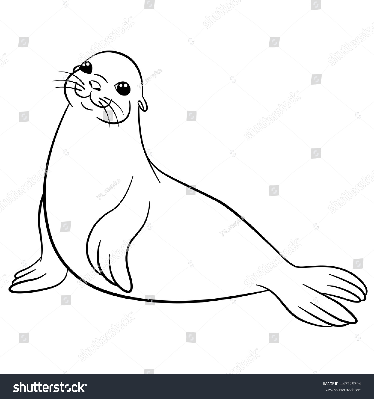 Hakuun coloring pages little cute fur seal liittyvã vektorikuva rojaltivapaa