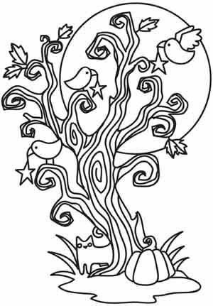 Spooky tree portrait coloring pages tree coloring page paper embroidery