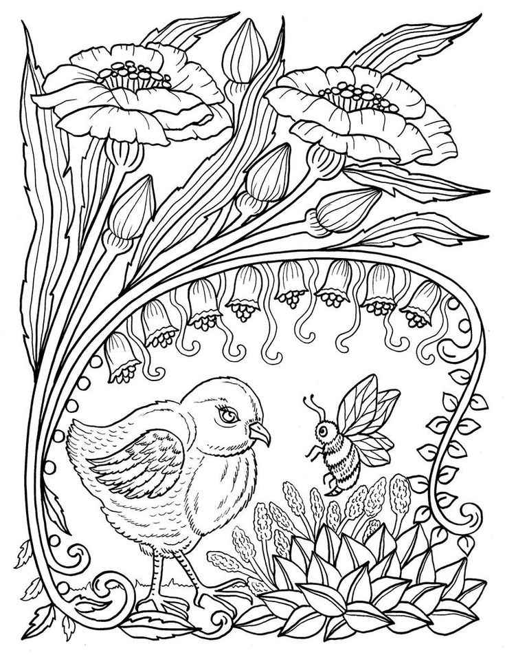 Digital download spring animals to color instant download