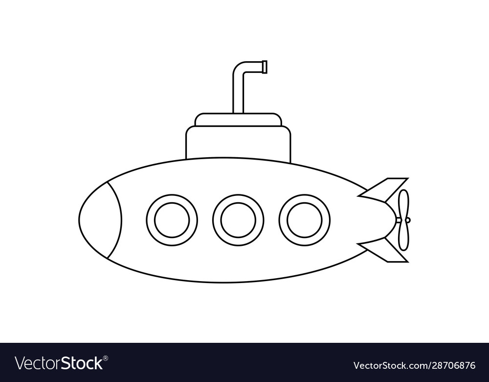 Submarine coloring book transportation to educate vector image