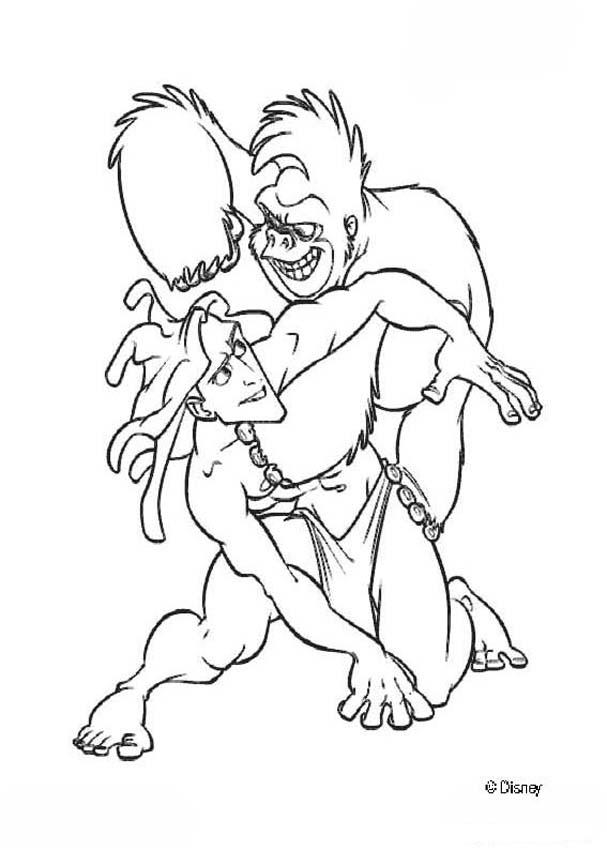 Tarzan and kerchak coloring pages