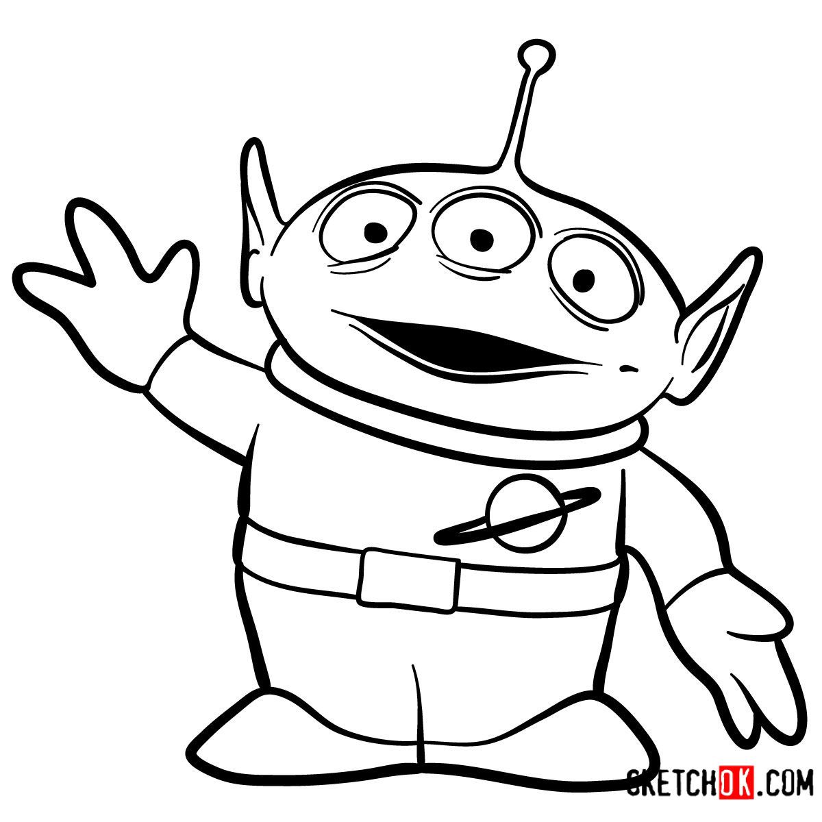 How to draw green alien toy story toy story tattoo alien drawings story drawing