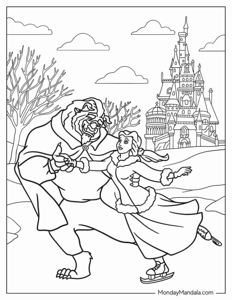 Beauty and the beast coloring pages free pdf printables