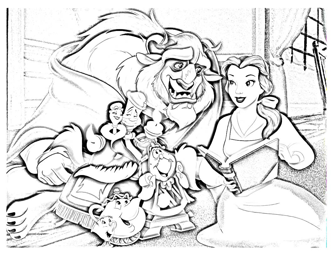 Free beauty and the beast drawing to print and color