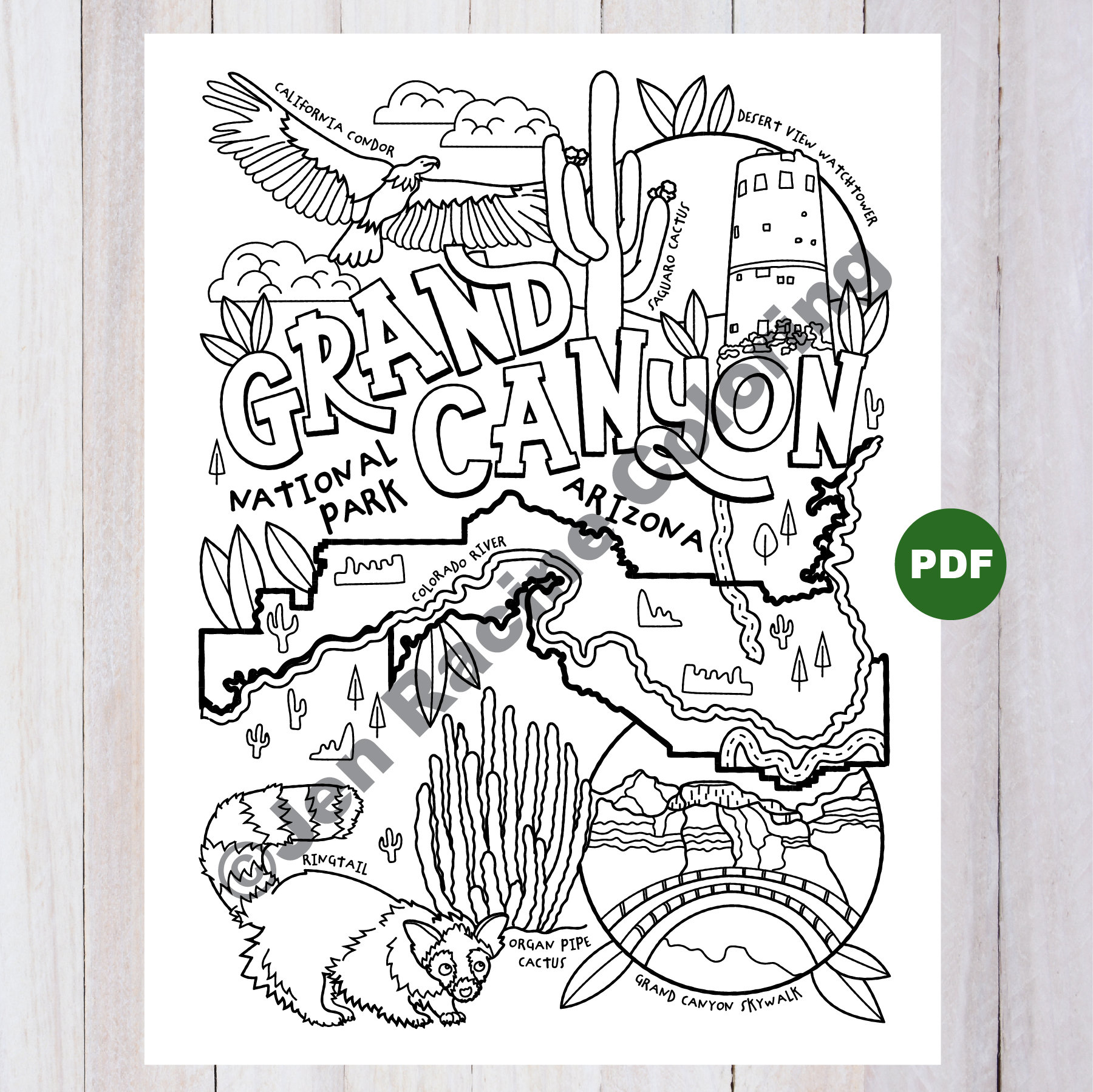 Grand canyon national park coloring page