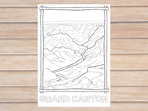 Grand canyon coloring page for adults and kids national park coloring page landscape art coloring printable pdf