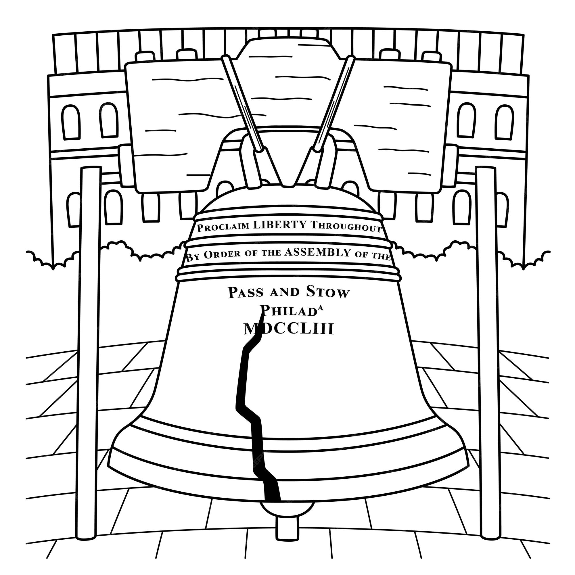 Premium vector th of july liberty bell coloring page for kids