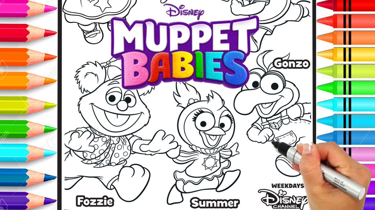 Muppet babies coloring page disney jr muppet babies coloring book glitter art rainbow colors