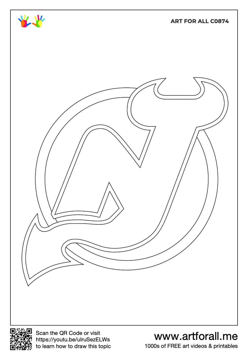 How to draw the new jersey devils logo