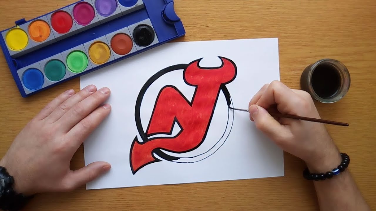 How to draw the new jersey devils logo