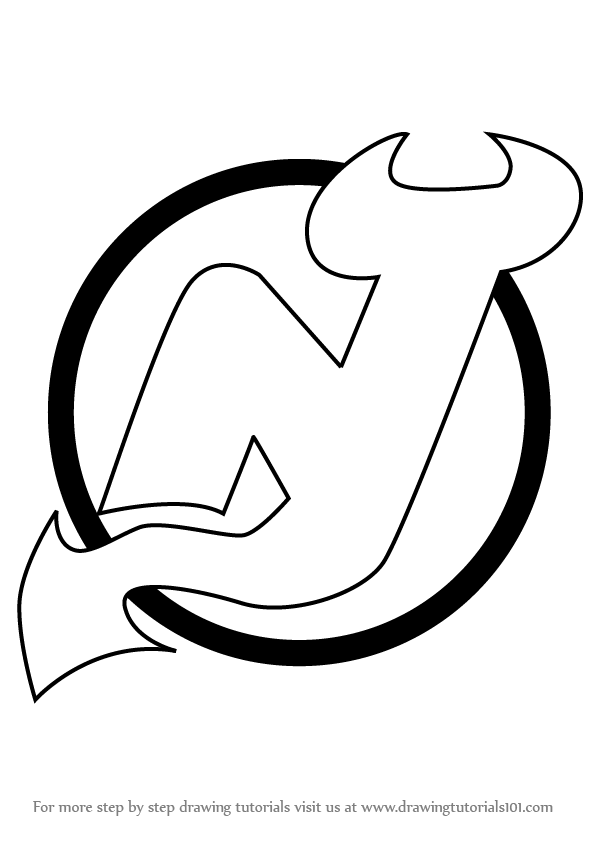 How to draw new jersey devils logo nhl step by step