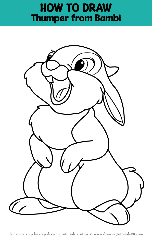 How to draw thumper from bambi bambi step by step