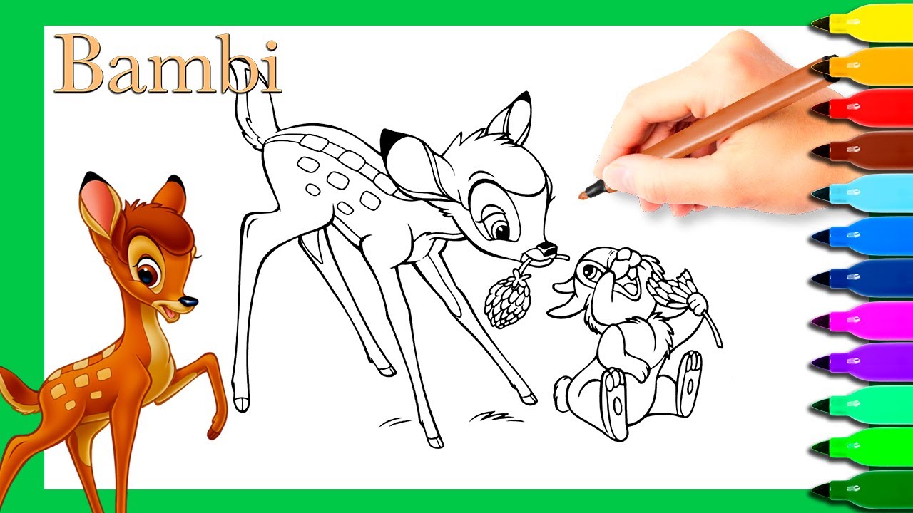 How to color bambi and thumper disney coloring pages
