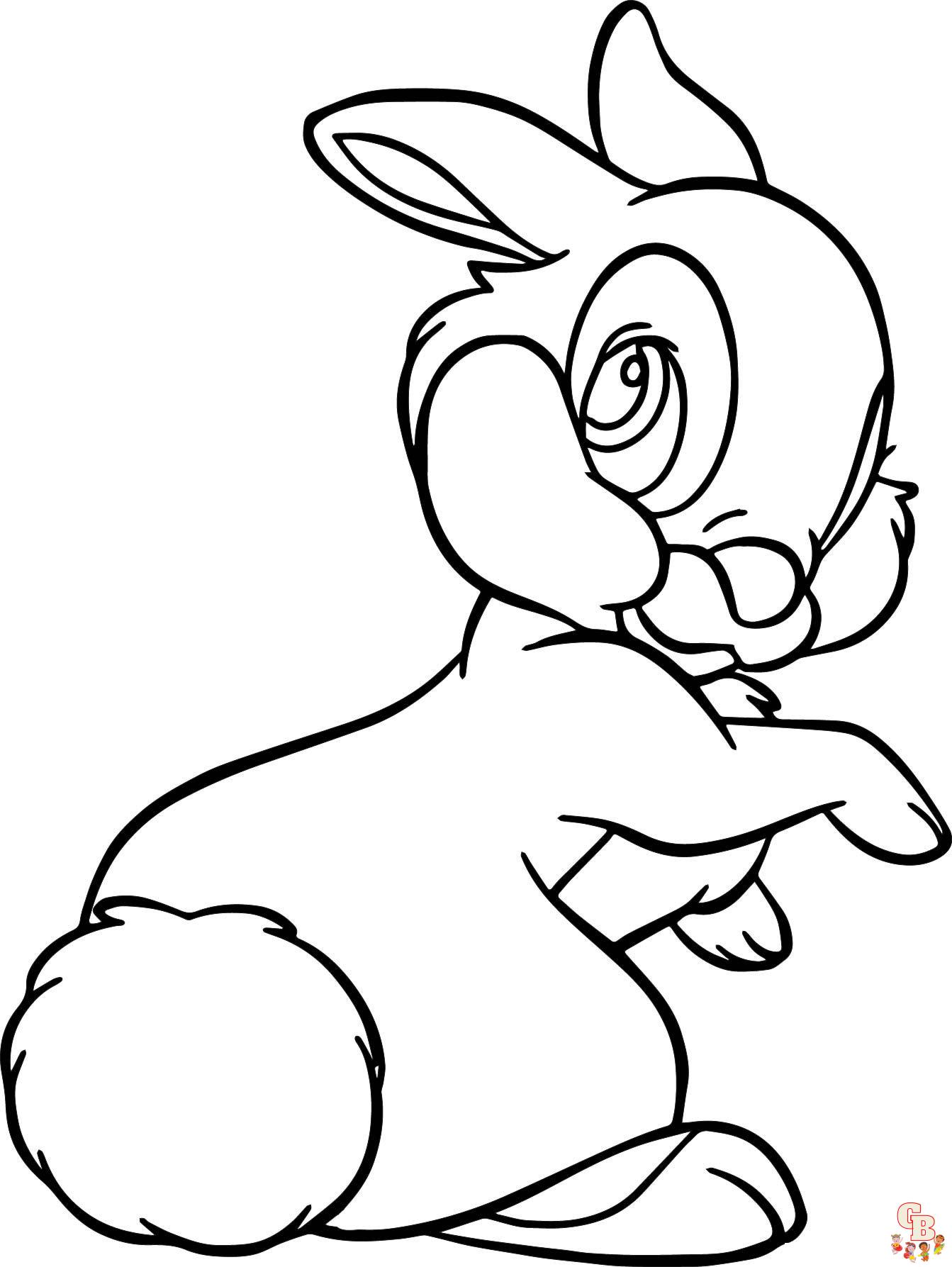 Cute thumper rabbit coloring pages printable free easy