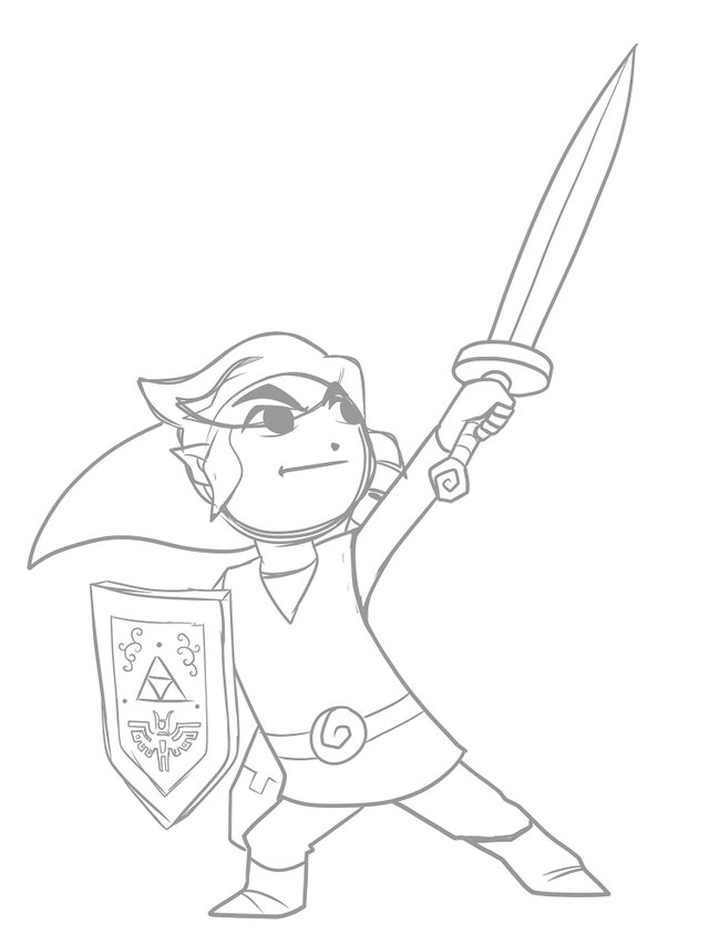 Toon link from the legend of zelda the wind waker process drawing â