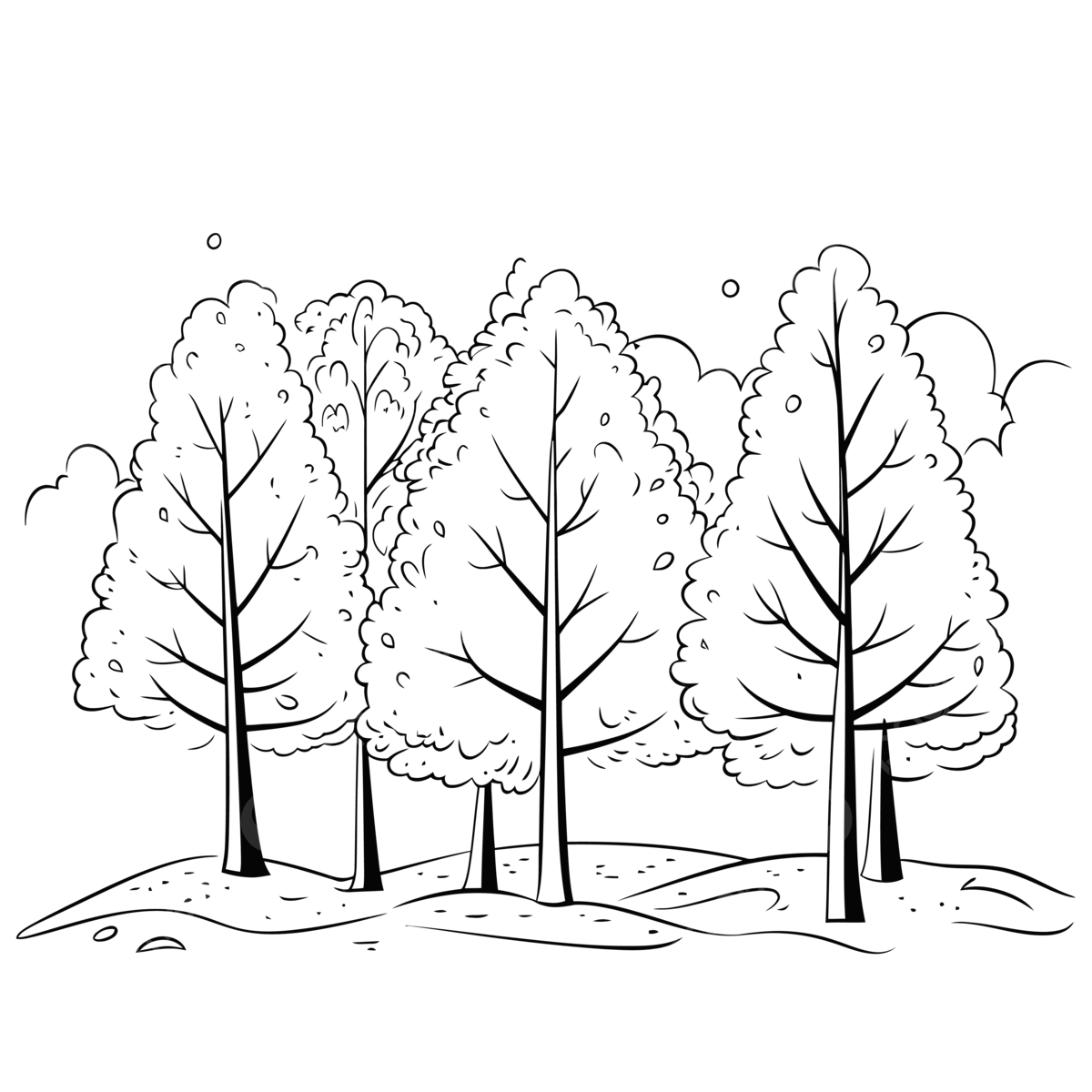 Winter trees coloring page outline sketch drawing vector tree drawing wing drawing winter drawing png and vector with transparent background for free download