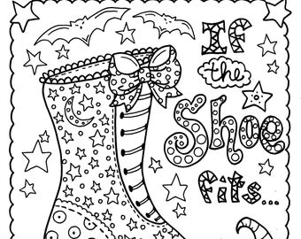 Digital download witch shoe halloween coloring page instant download digital fun coloring adult coloring
