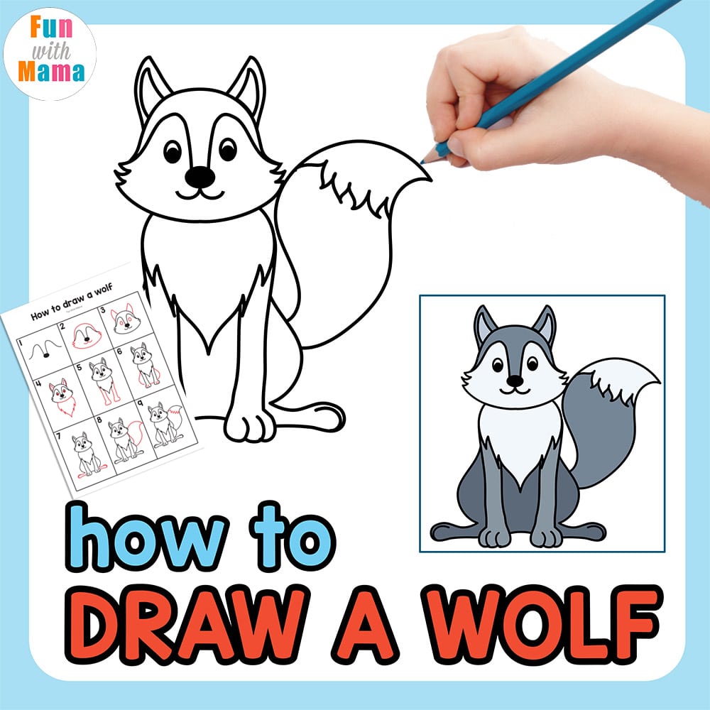 How to draw a wolf free drawing printable