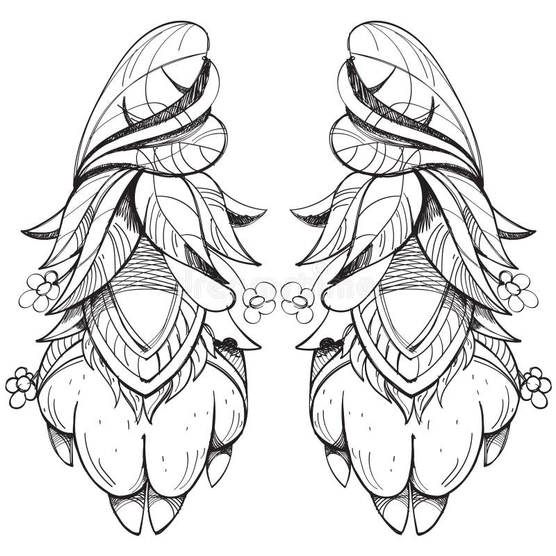 Two wolf paws shaman talisman for good luck stock illustration