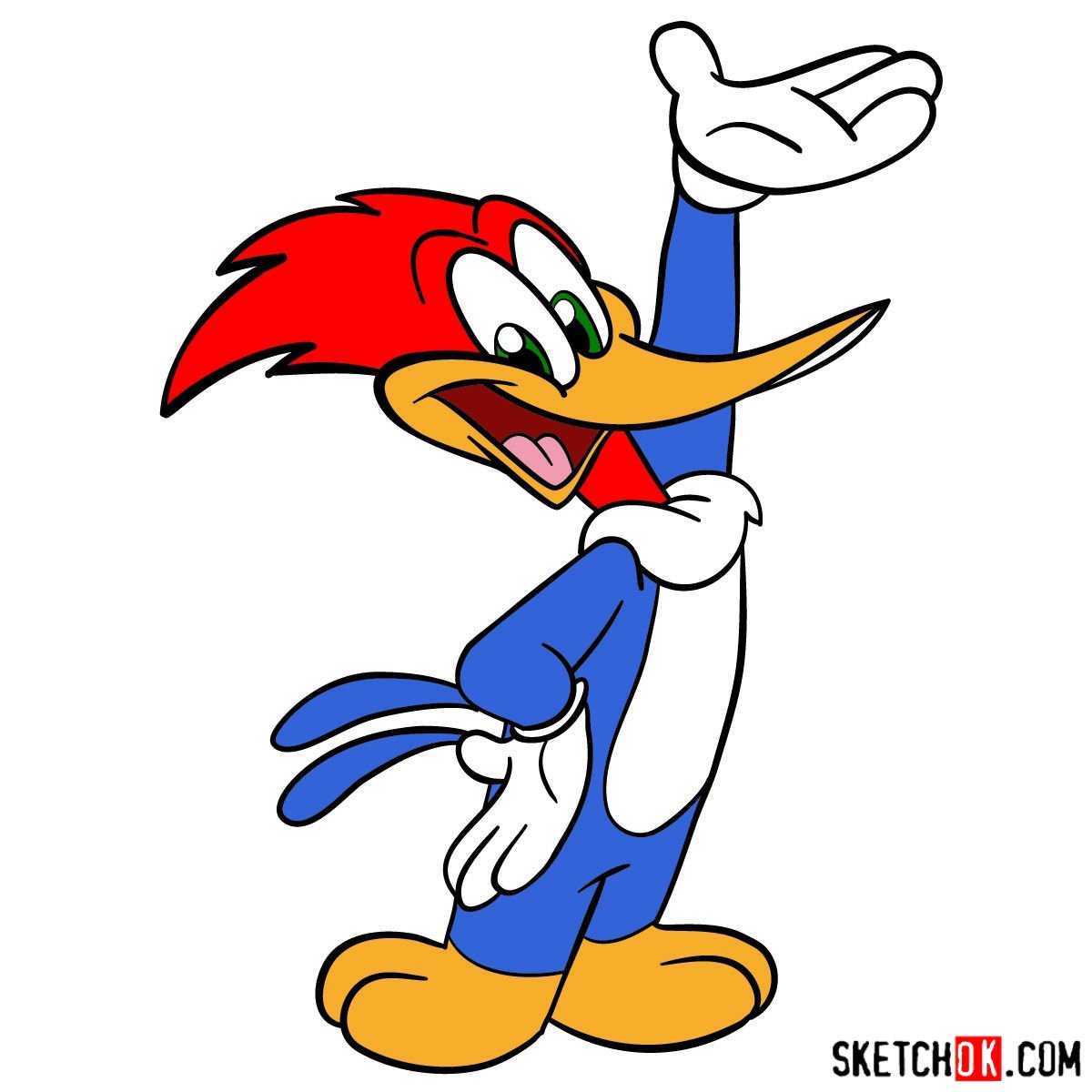 How to draw woody woodpecker step