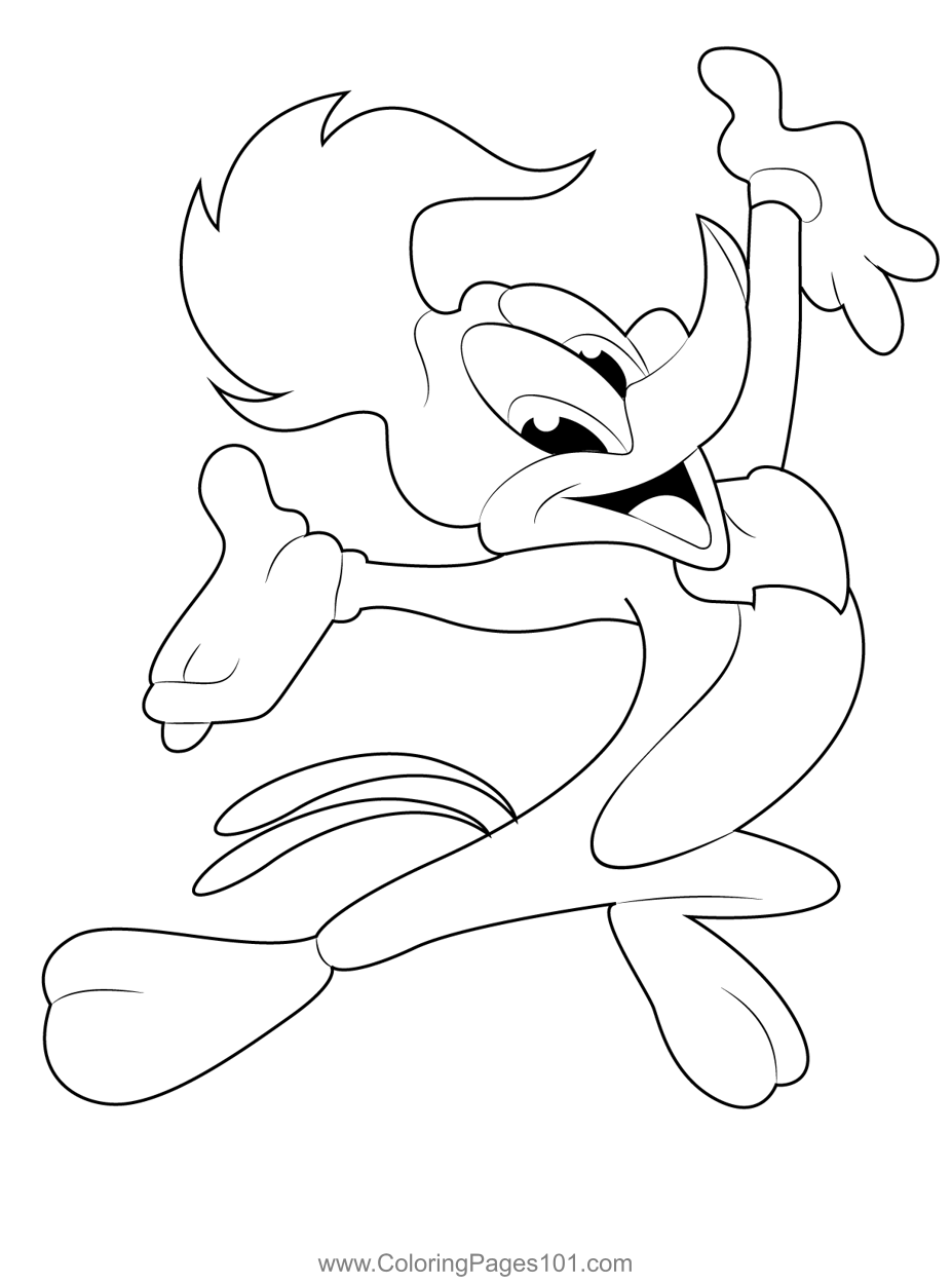 Dance woody woodpecker coloring page for kids