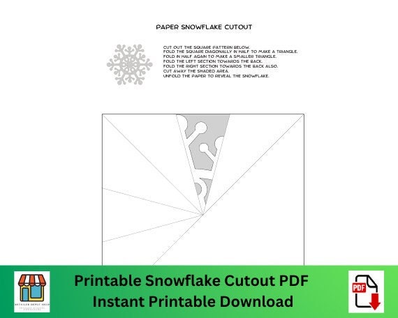 Paper snowflake cutouts pdf printable instant digital download five snowflake cutouts included only cents