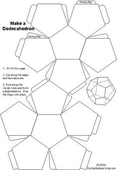 Free dodecahedron printable print out this model from enchanted learning and your part is done sâ paper crafts origami paper crafts diy dodecahedron template