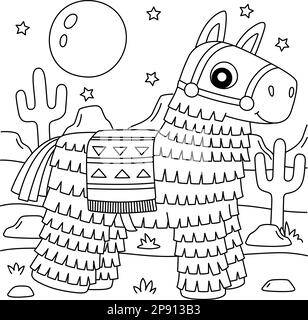 Cinco de mayo pinata coloring page for kids stock vector image art
