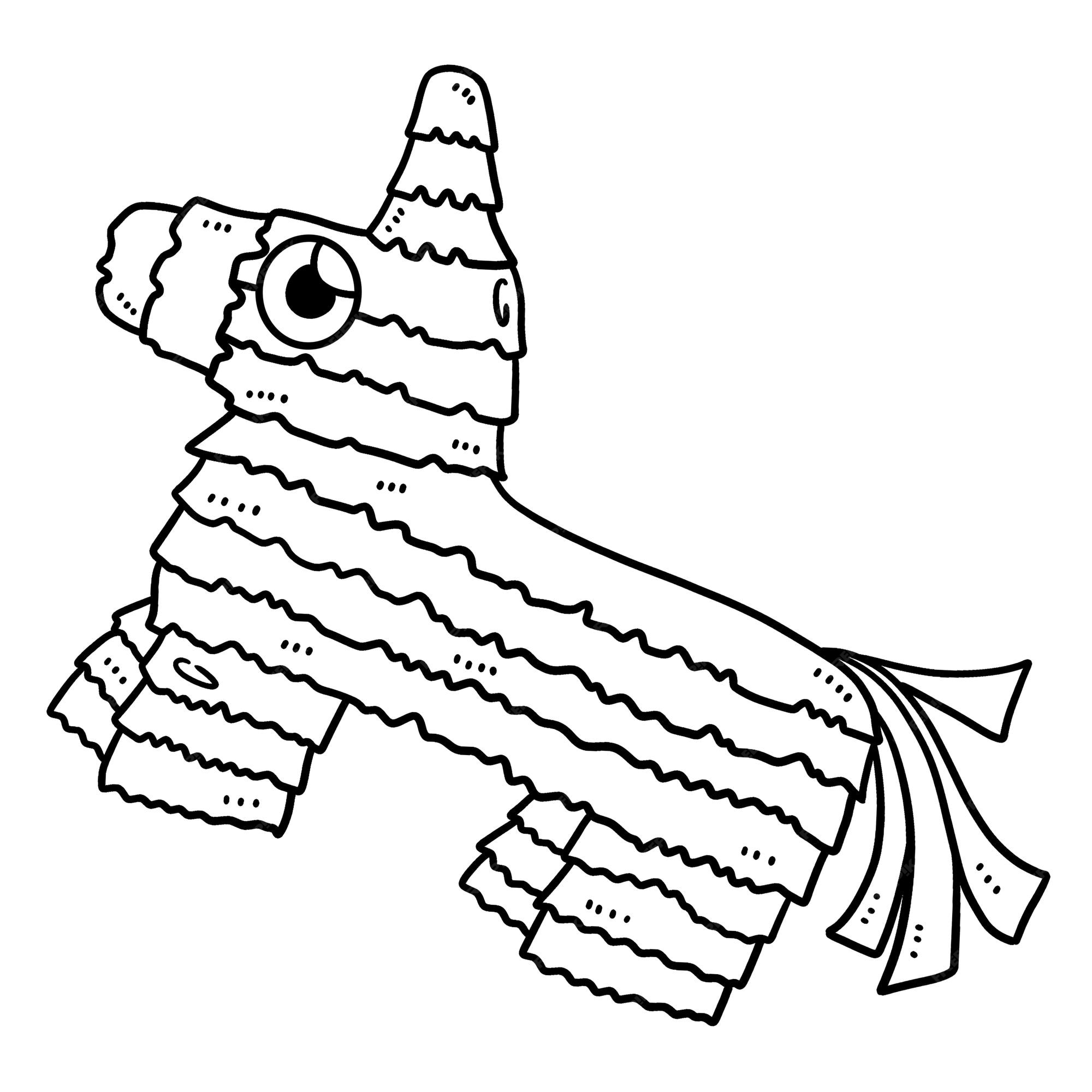 Premium vector cinco de mayo burro pinata isolated coloring page