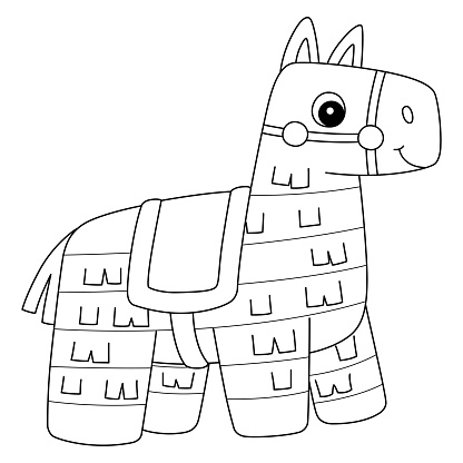 Pinata isolated coloring page for kids stock illustration