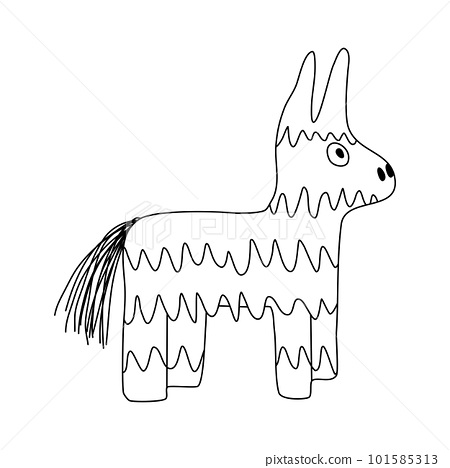 Mexican pinata donkey or llama doodle style