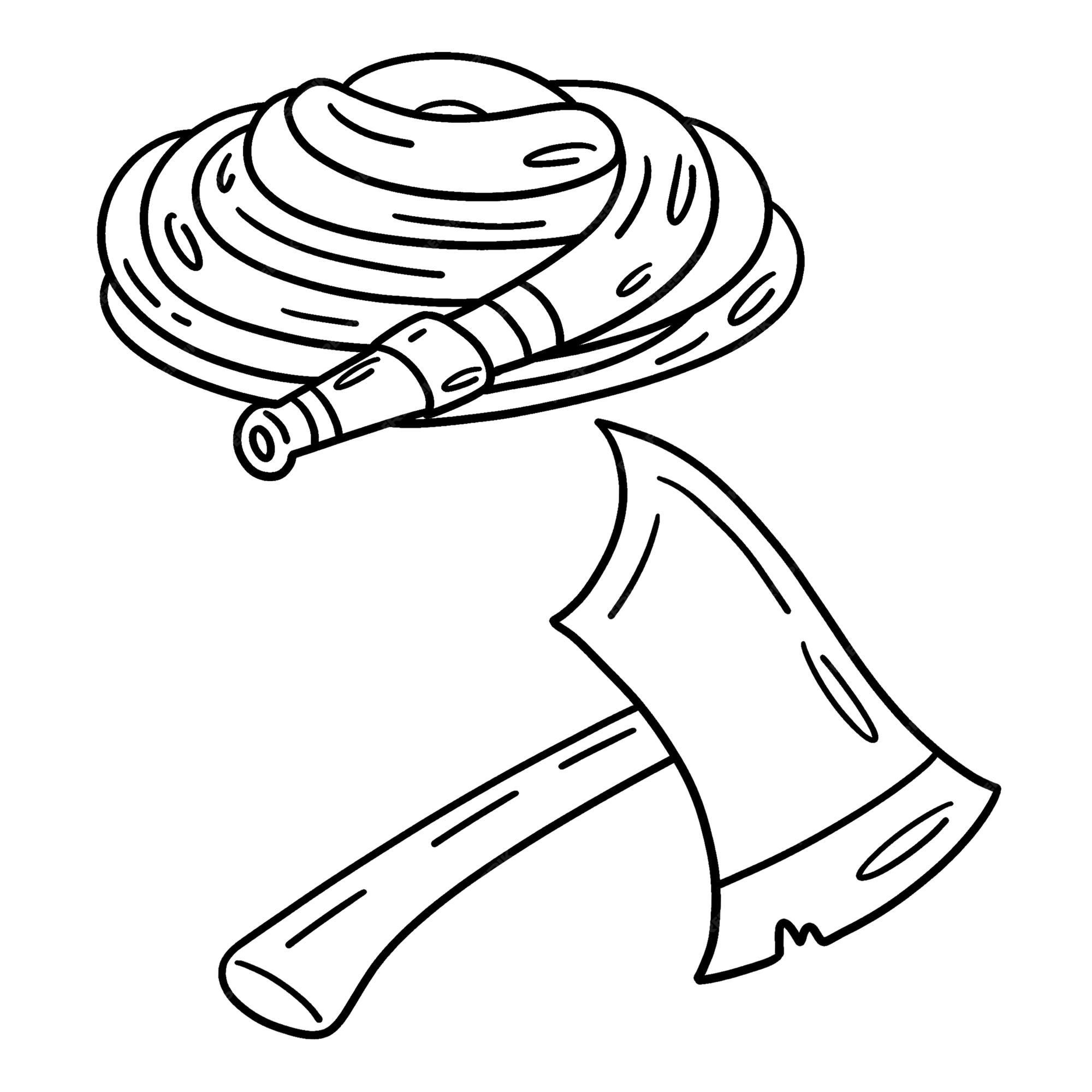 Premium vector a cute and funny coloring page of a firefighter hat gloves and fire extinguisher provides hours of coloring fun for children to color this page is very easy suitable for little kids and toddlers