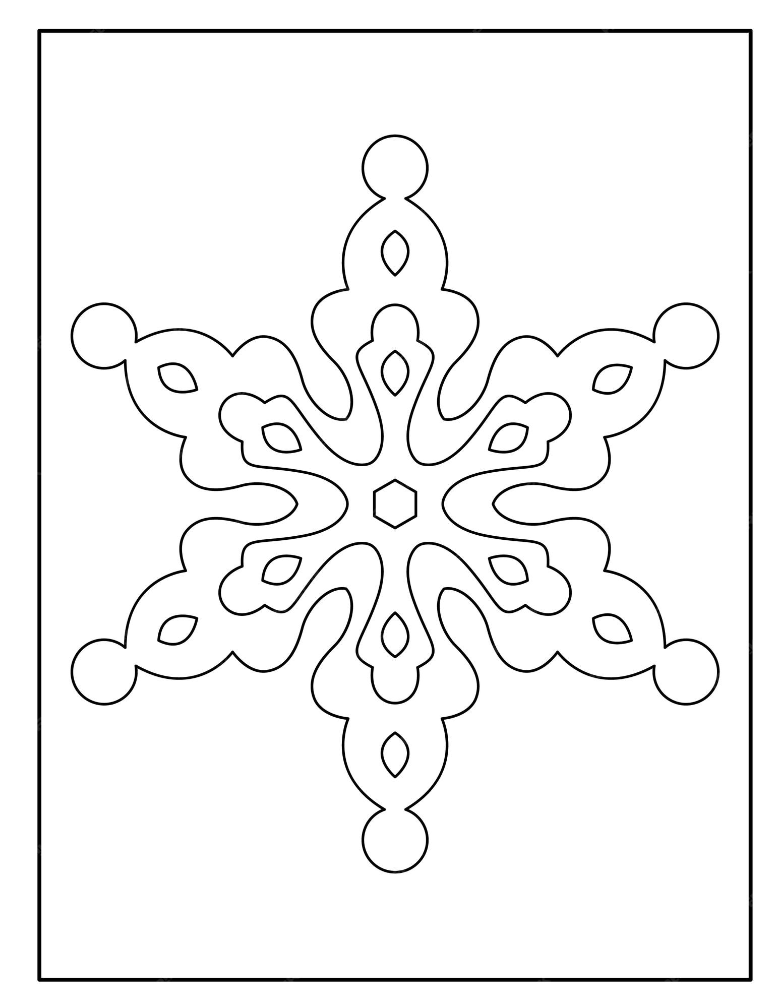 Premium vector beautiful snowflake coloring pages for kids