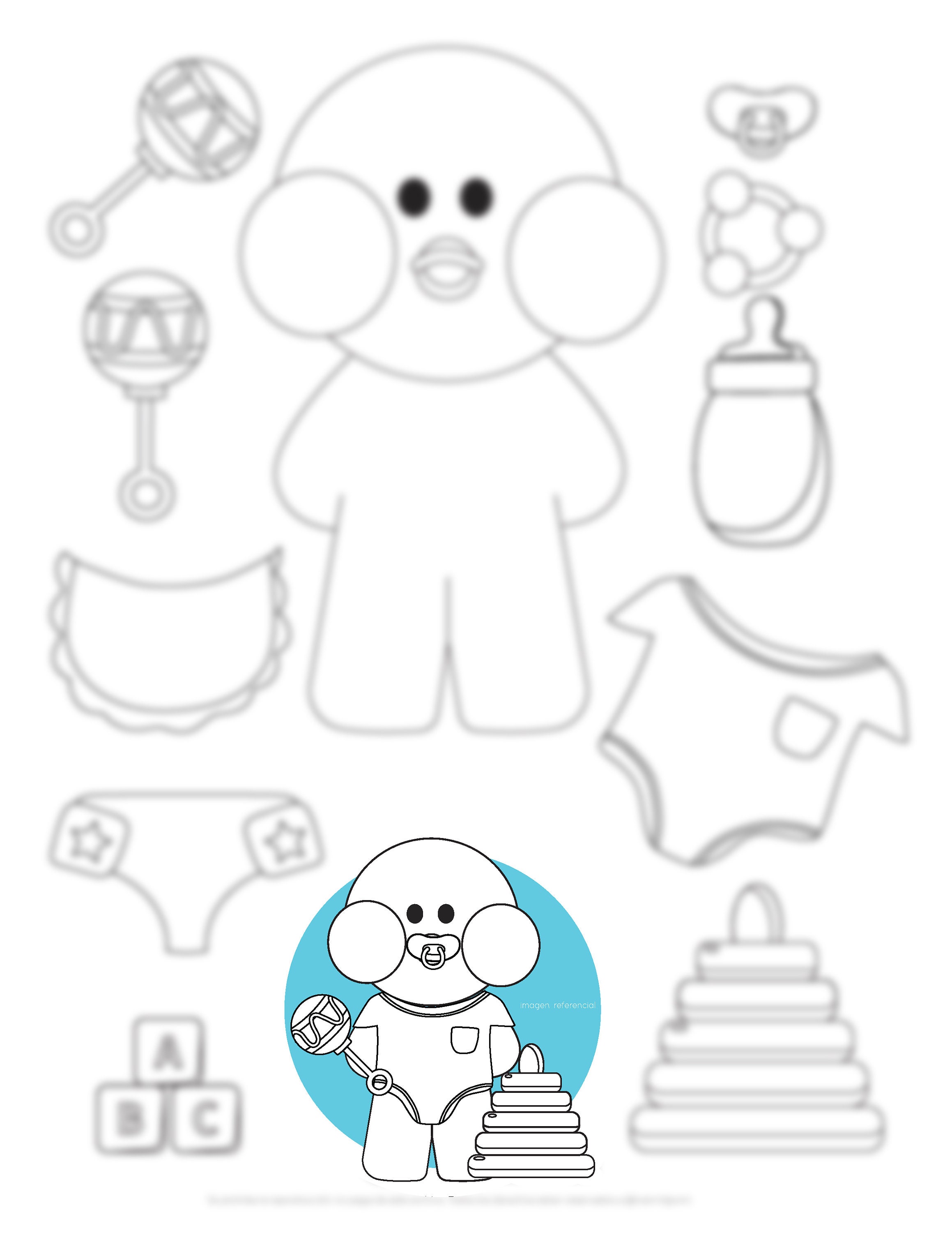 Paper duck baby template