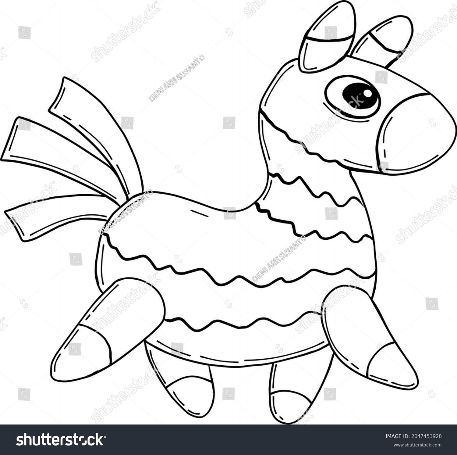 Traditional mexican pinata sketch colored donkey stock vector royalty free
