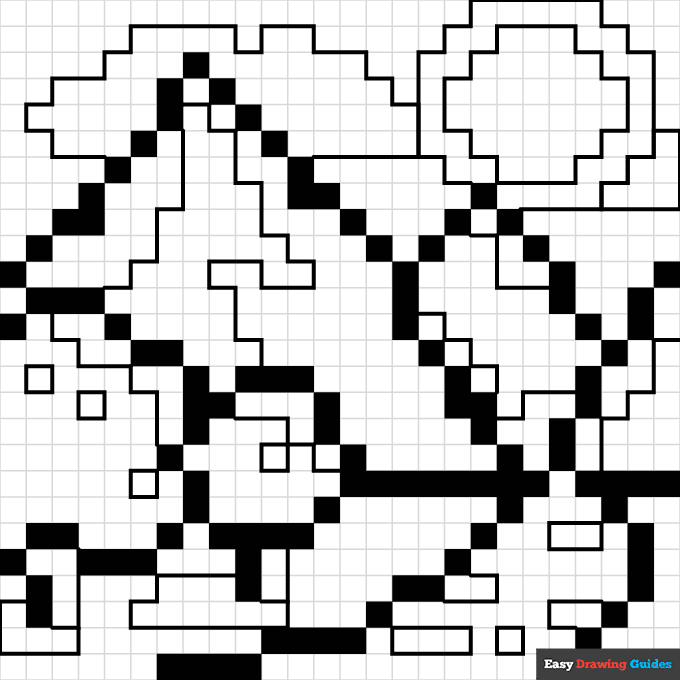 Mountain pixel art coloring page easy drawing guides