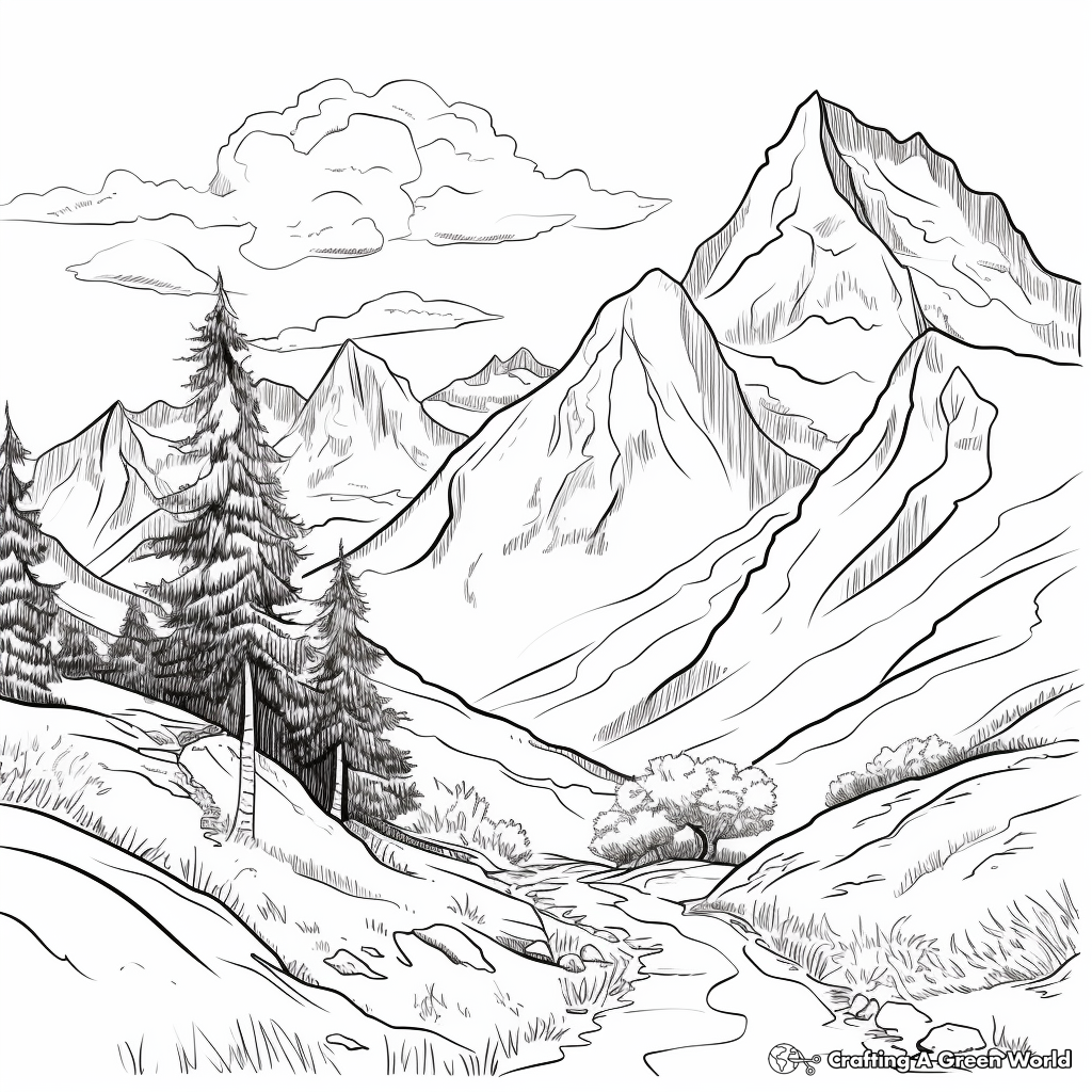 Mountain coloring pages
