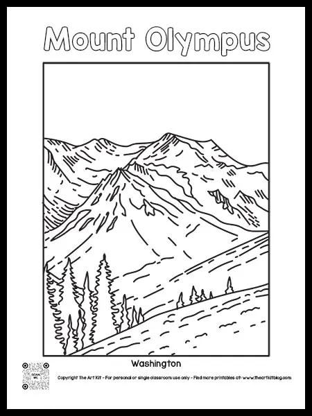 Mount olympus coloring page printable bubble font â the art kit
