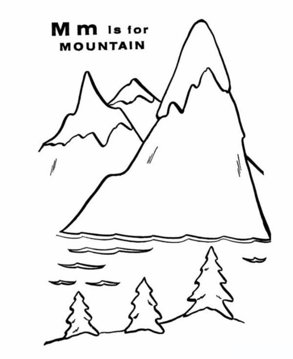 Mountain scenery coloring pages printable pdf