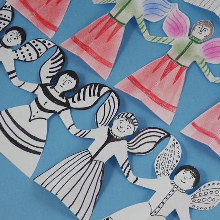 Make paper angel chains for festive decor