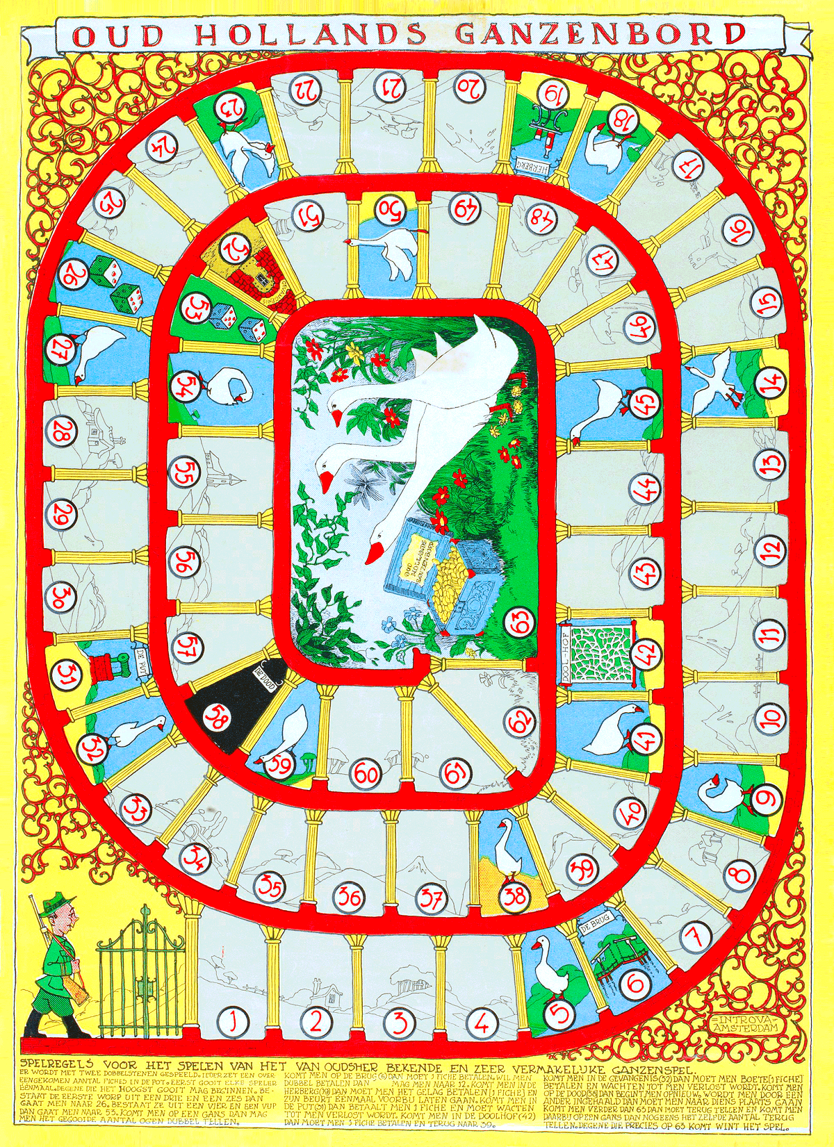 Old dutch goose board game free printable papercraft templates