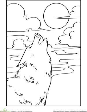 Howling wolf coloring page wolf howling wolves and worksheets moon coloring pages wolf colors coloring pages