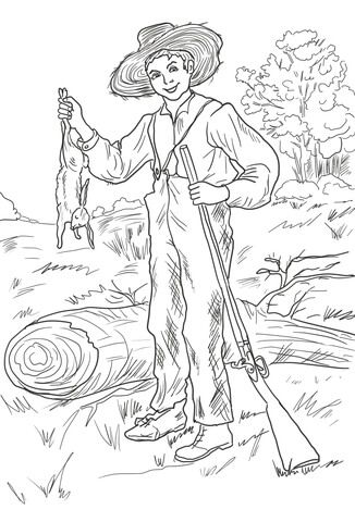 Huckleberry finn with rabbit coloring page free printable coloring pages huckleberry finn coloring pages american history lessons