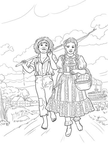 Tom sawyer and amy lawrence coloring page free printable coloring pages