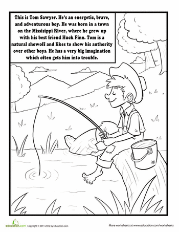 Color tom sawyer worksheet education tom sawyer tom sawyer book sawyer