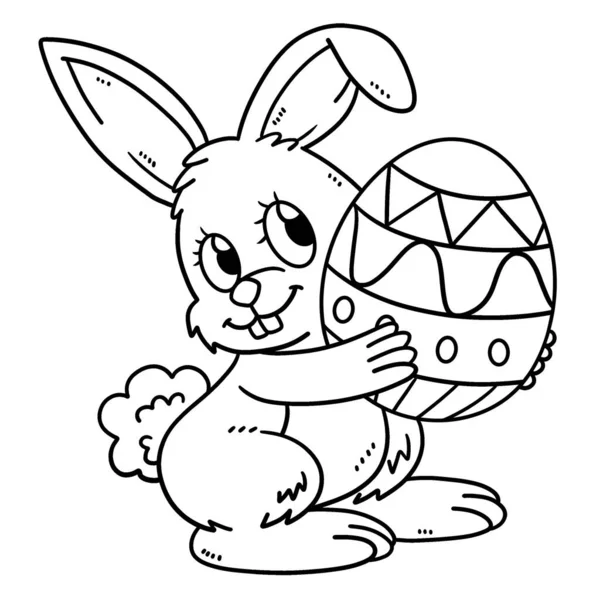 Rabbit hugging easter egg coloring page for kids stock vector by abbydesign