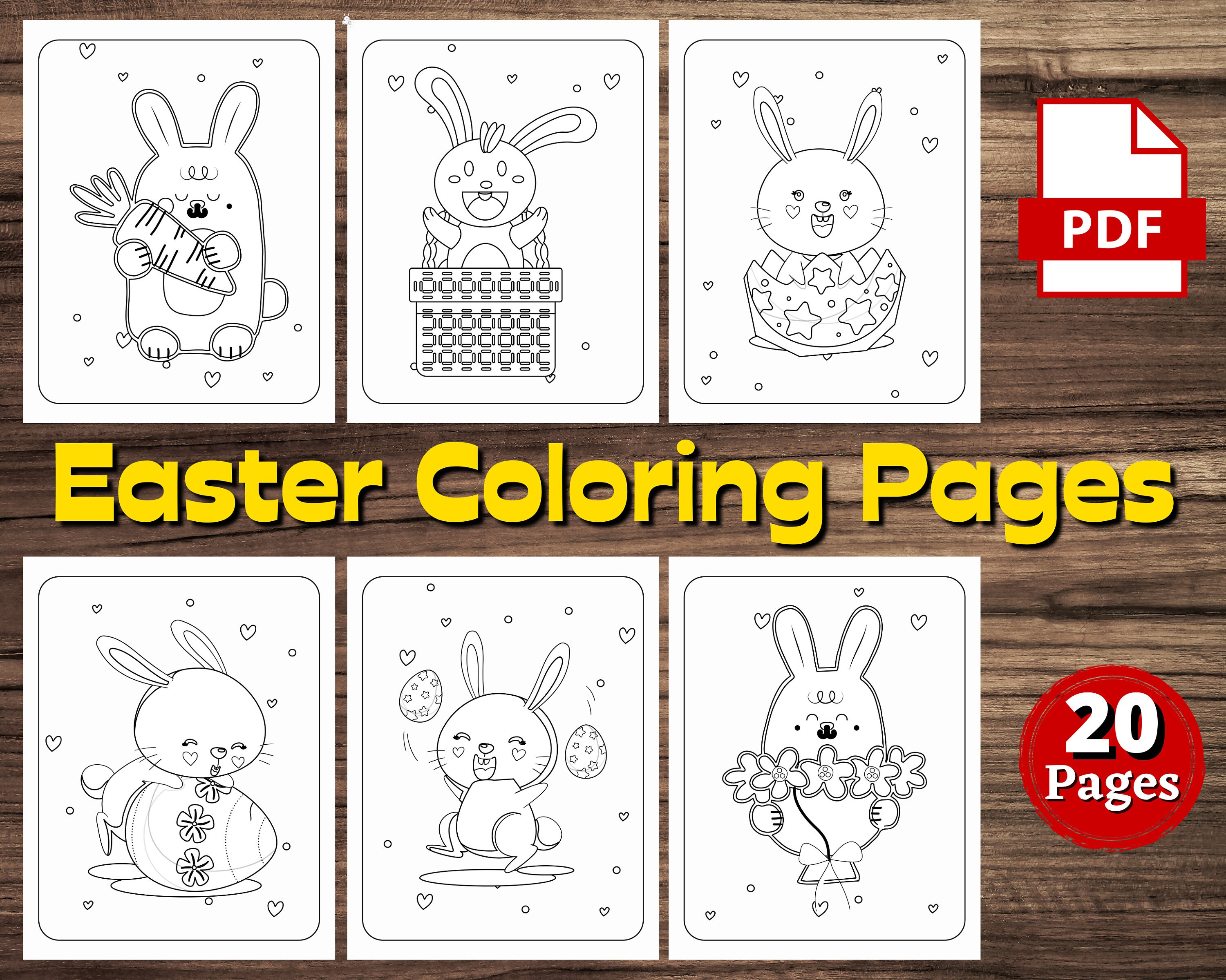 Pãginas para colorear de pascua pãginas descarga digital conejitos de pascua huevo de pascua para niãos pequeãos y niãos de a aãos listos para imprimir