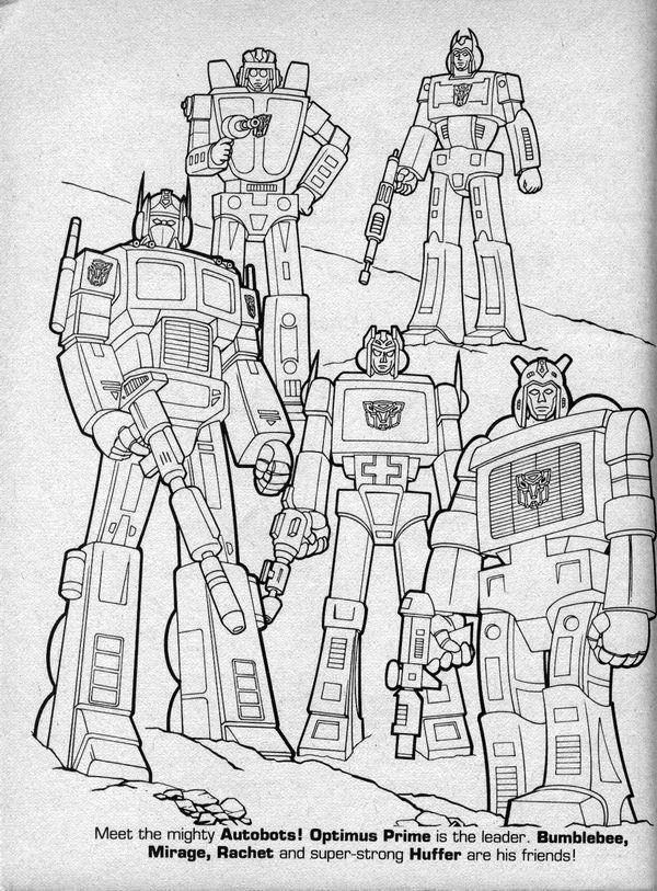 Original but incredibly off model robot modes for some autobots in the g coloring book decepticon patrol vehicle modes are to a tee though bumblebee here unintentionally foreshadows his appearance with