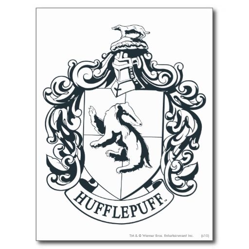 Hufflepuff crest postcard zazzle slytherin crest harry potter coloring pages black and white posters