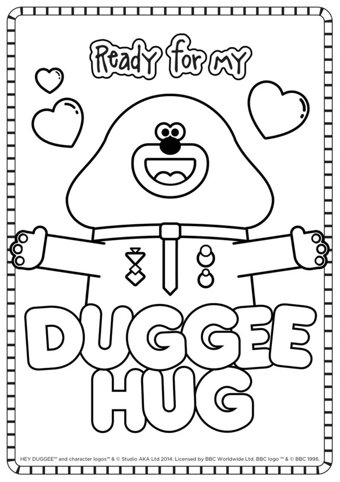 Duggee hug colouring sheet